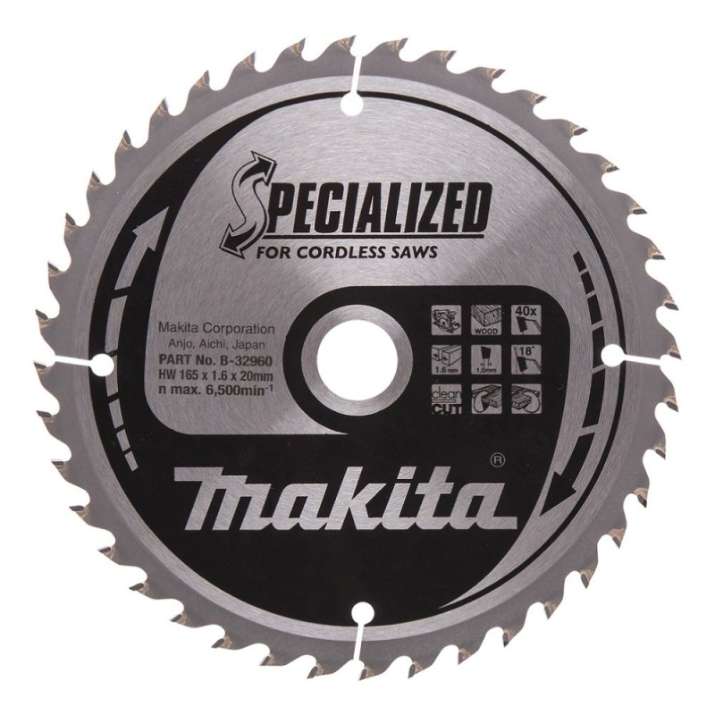Griešanas disks kokam MAKITA 165x1,6x20 40T 18° 1
