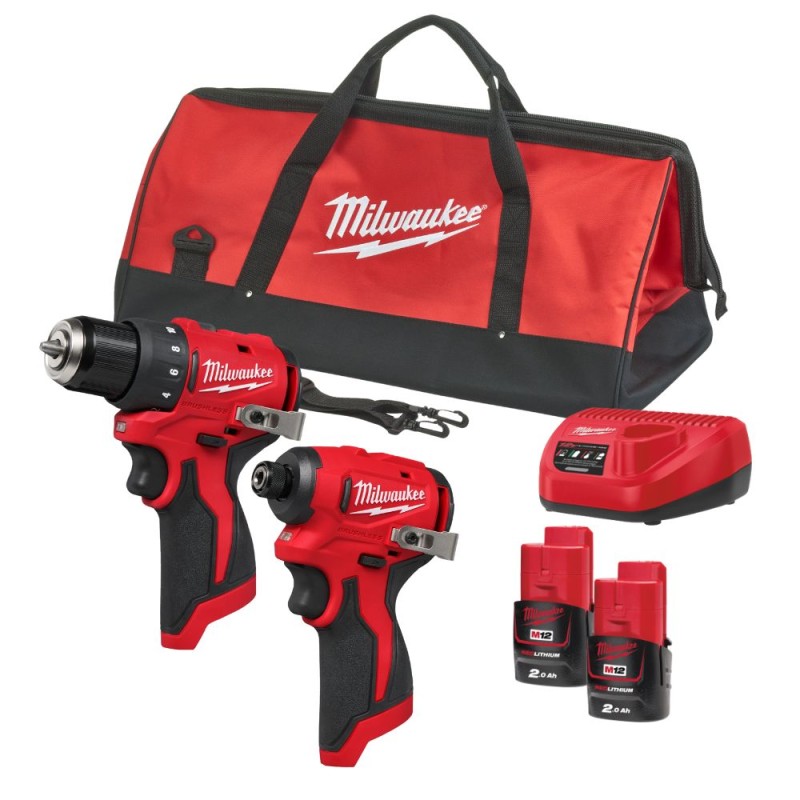 Akumulatora skrūvgriežu komplekts MILWAUKEE M12 BLPP2D-202B 1