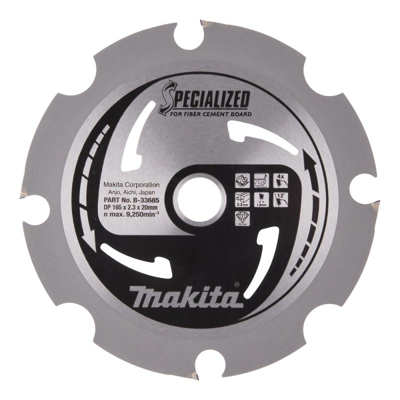 Griešanas disks cementa šķiedru materiāliem MAKITA 165x2,3x20mm 4T 12° 1