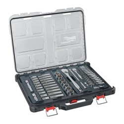 Sprūdrata un galviņu komplekts, 1/2"un 1/4", MILWAUKEE Packout, 63 gab