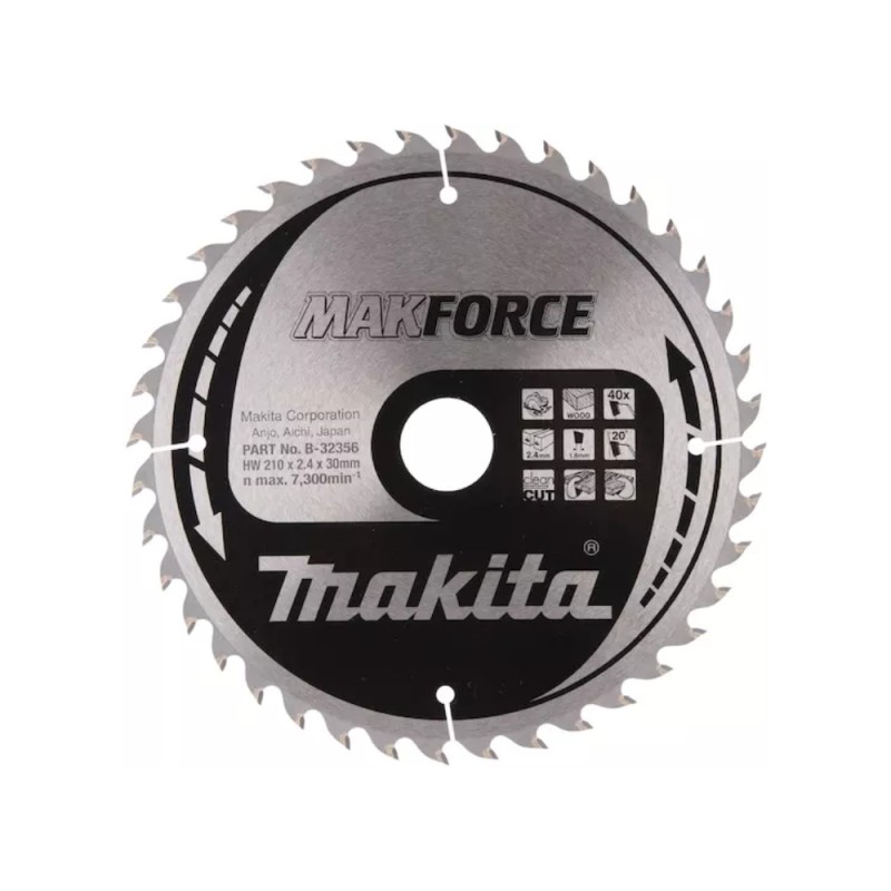 Griešanas disks kokam MAKITA 210x30x2,4mm 40T 20° 1