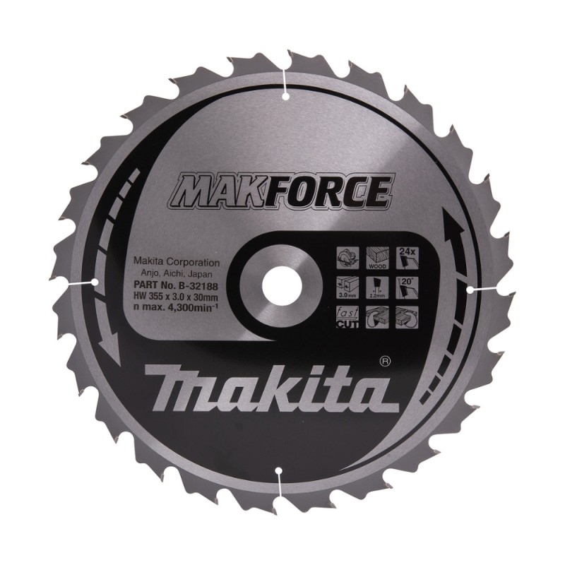 Koka griešanas disks MAKITA 5143R 355x30x3mm 24T 20° 1 Koka griešanas disks MAKITA 5143R 355x30x3mm 24T 20° 1