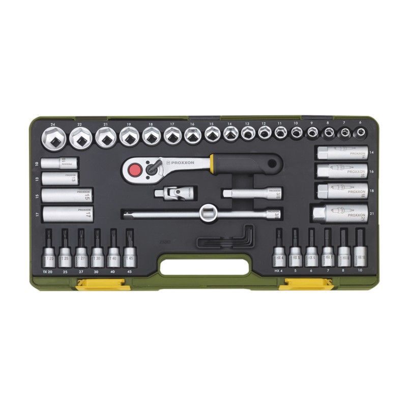 47 daļu 3/8" uzgaļu un galviņu komplekts PROXXON 1 47 daļu 3/8" uzgaļu un galviņu komplekts PROXXON 1
