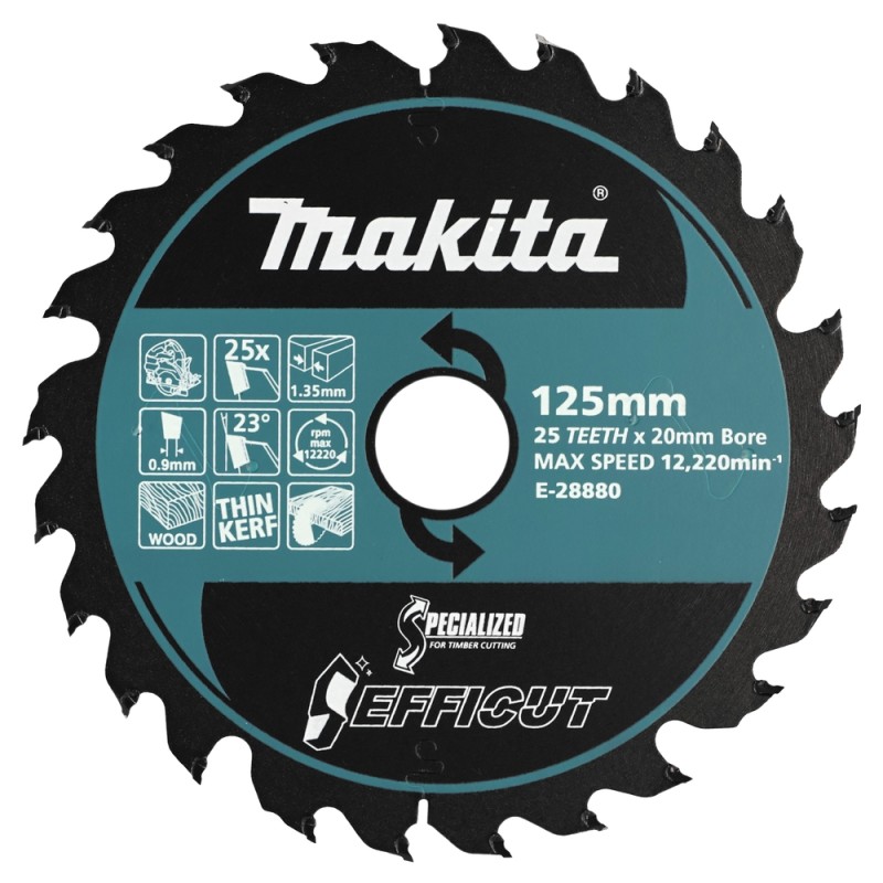 Griešanas disks kokam MAKITA Efficut 125x20x1,35mm 25T 1 Griešanas disks kokam MAKITA Efficut 125x20x1,35mm 25T 1