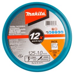 Griešanas disks metālam MAKITA A60U 125x1.0mm, 12 gab