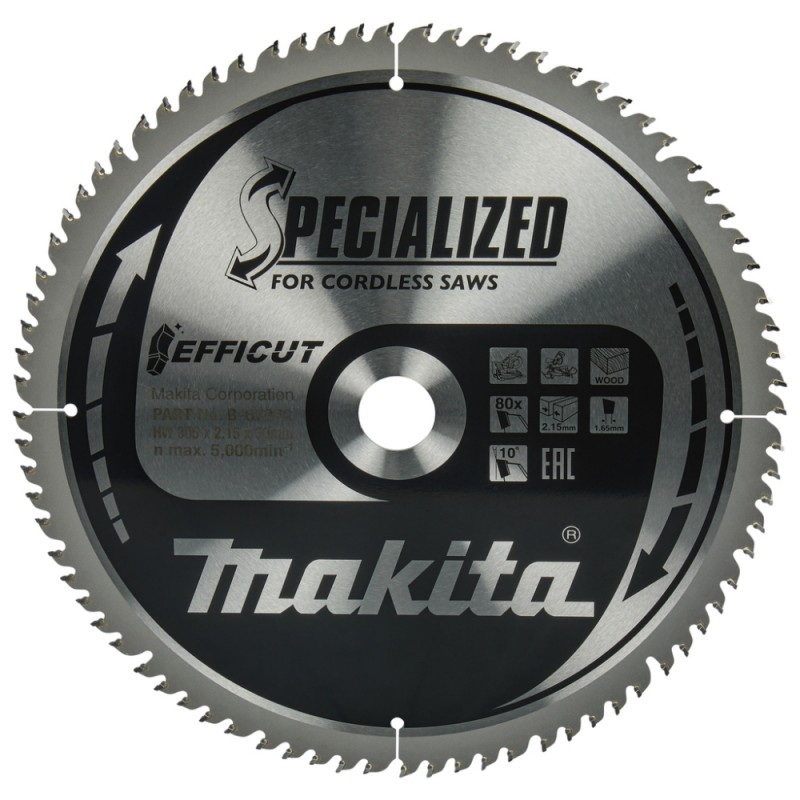 Griešanas disks kokam MAKITA Efficut 305x30x2.15mm T80 10° 1