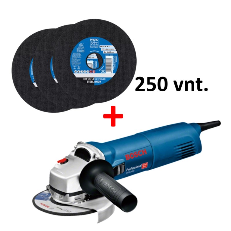 Pjovimo diskai PFERD EHT 125x1,0mm SG Steelox, 250vnt. su priedu 1