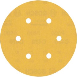 Šlifavimo popierius BOSCH Expert C470, vibraciniams šlifuokliams, su 6 skylėmis, 150 mm, G 400, 5 vnt.